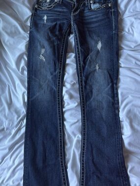 Miss Me Dark Blue Distressed Bootcut Jeans